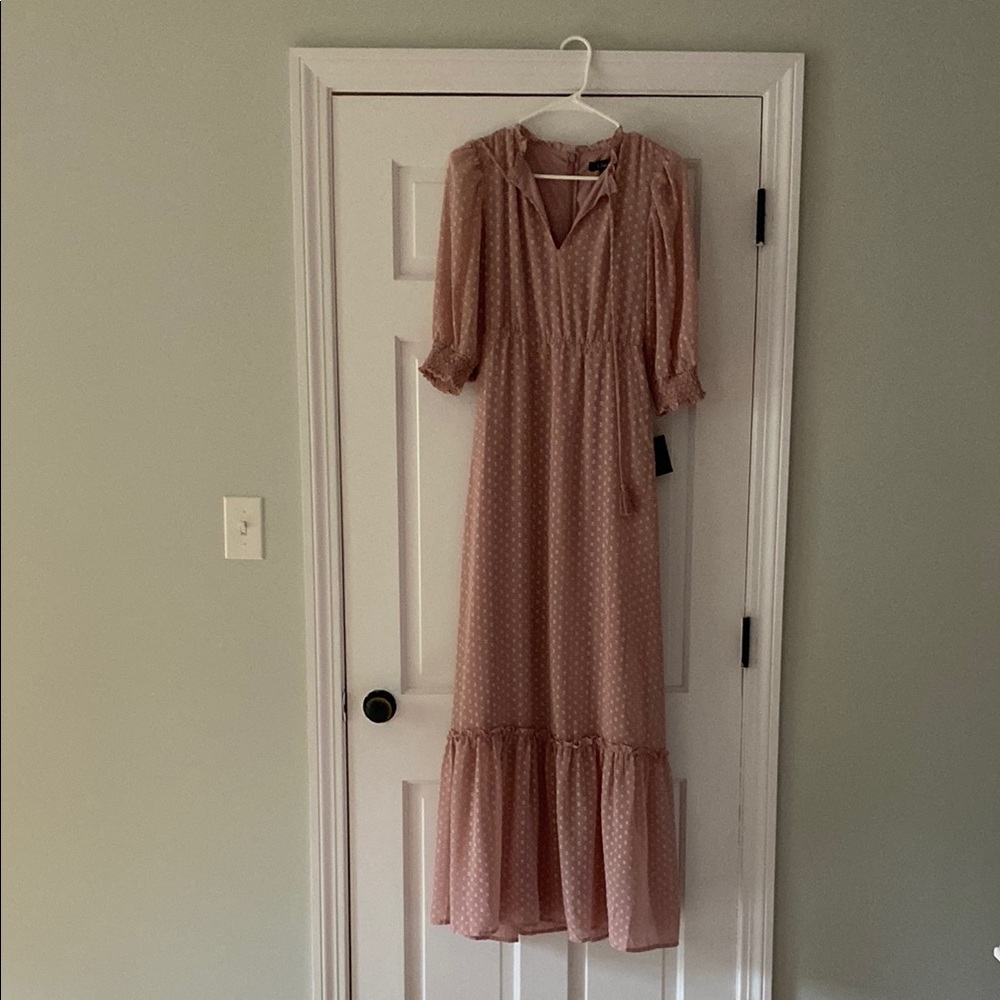 Lulu's Blush Polka Dot Maxi Dress